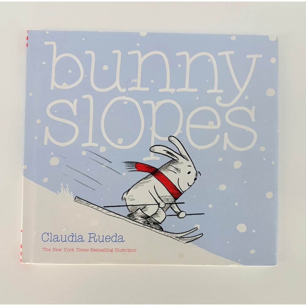 Bunny Slopes Book Claudia Rueda Hardcover Interactive Kids Winter Skiing Snow HC